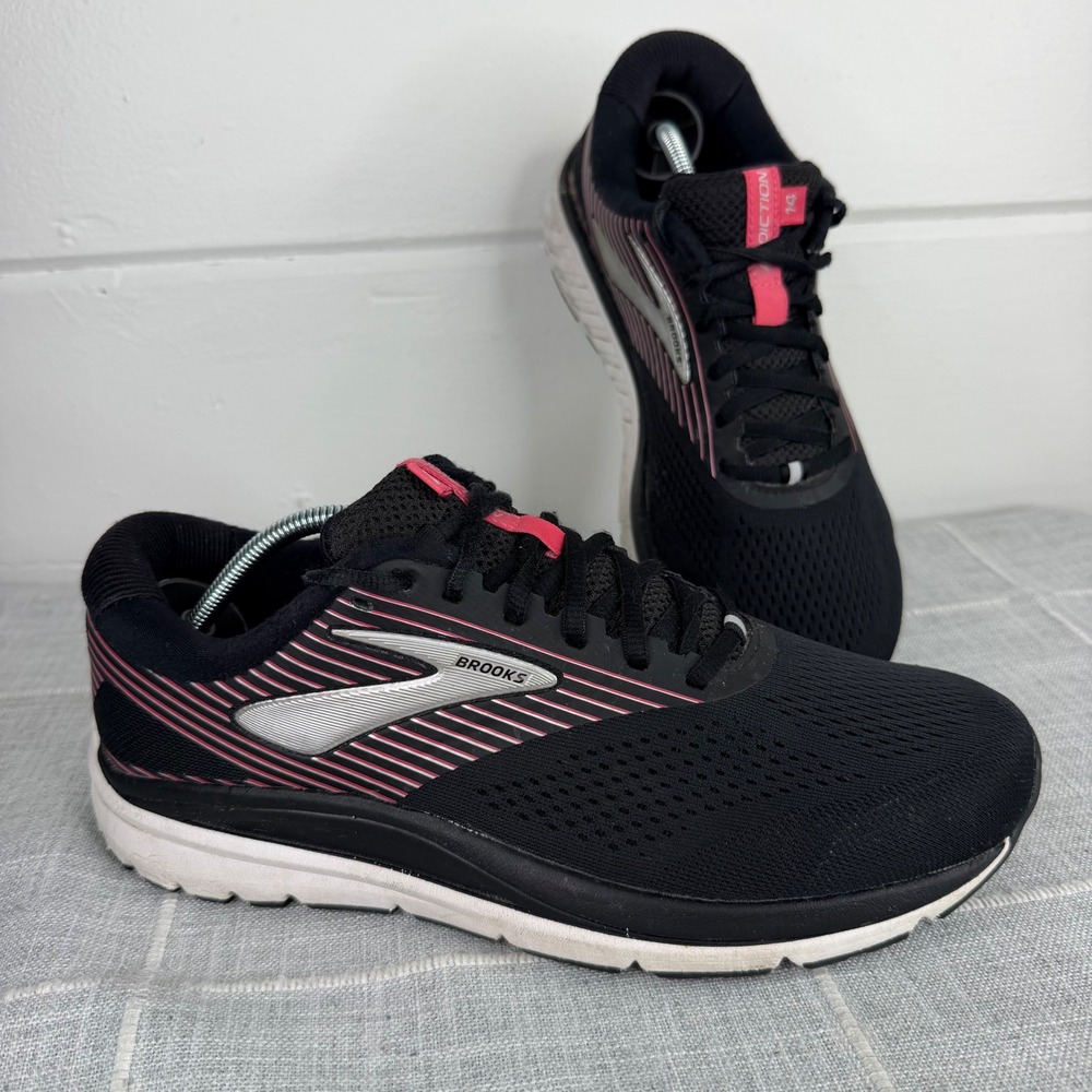 Brooks Addiction 14 Womens 10D WIDE Black Pink Sneakers Walking Shoes